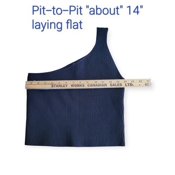 Sleek Black Ribbed Knit One-Shoulder Contour Tank NSR size L NWT - Picture 10 of 12